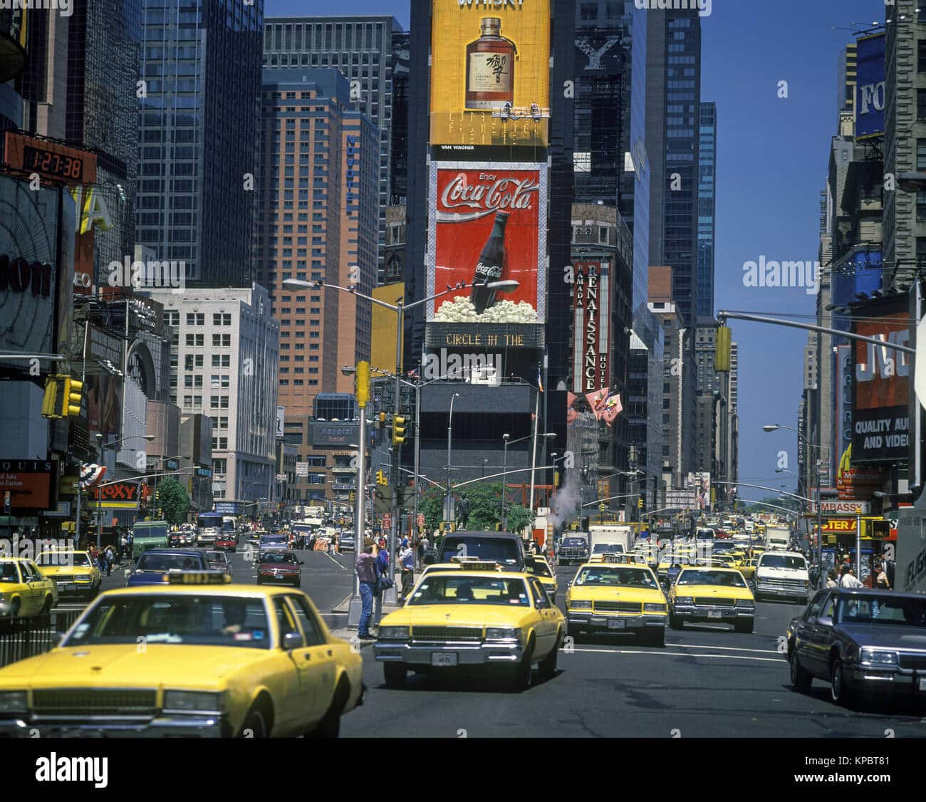 1992 HISTORICAL YELLOW TAXI CABS TIMES SQUARE MANHATTAN NEW YORK CITY ...