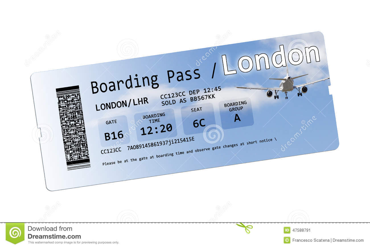 Airline Boarding Pass Tickets To London Isolated On White ...