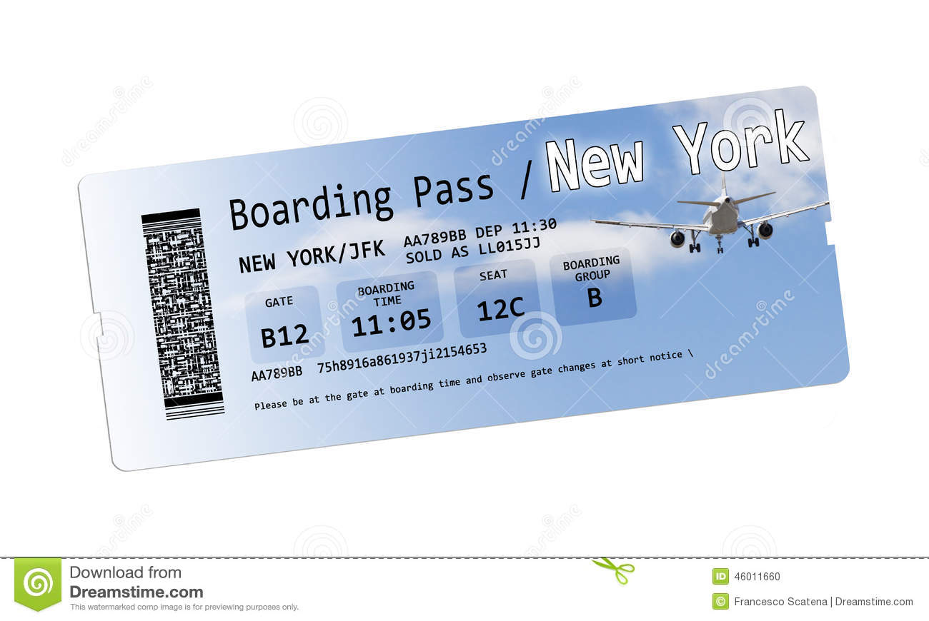 Airline Boarding Pass Tickets To New York Isolated On ...