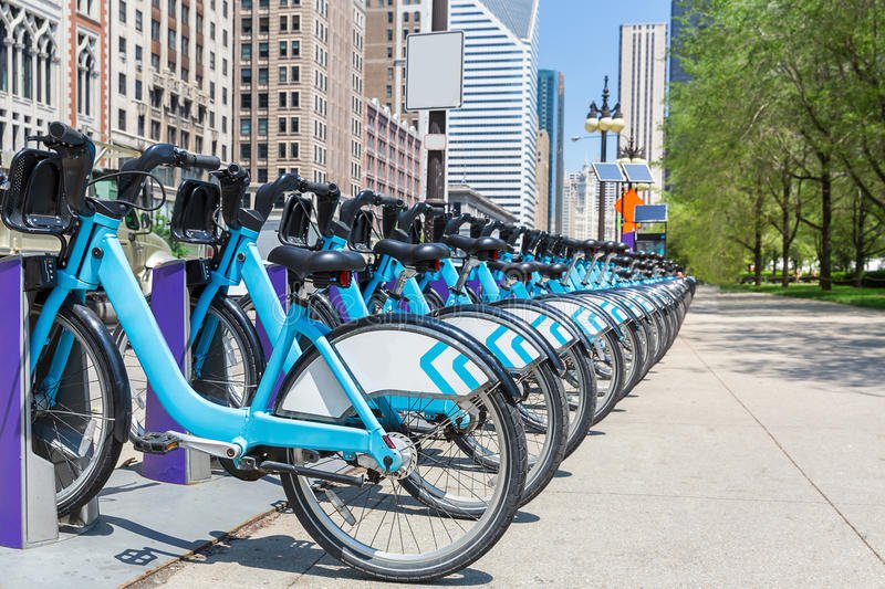 City Bikes Rent Parking In NYC Stock Photo