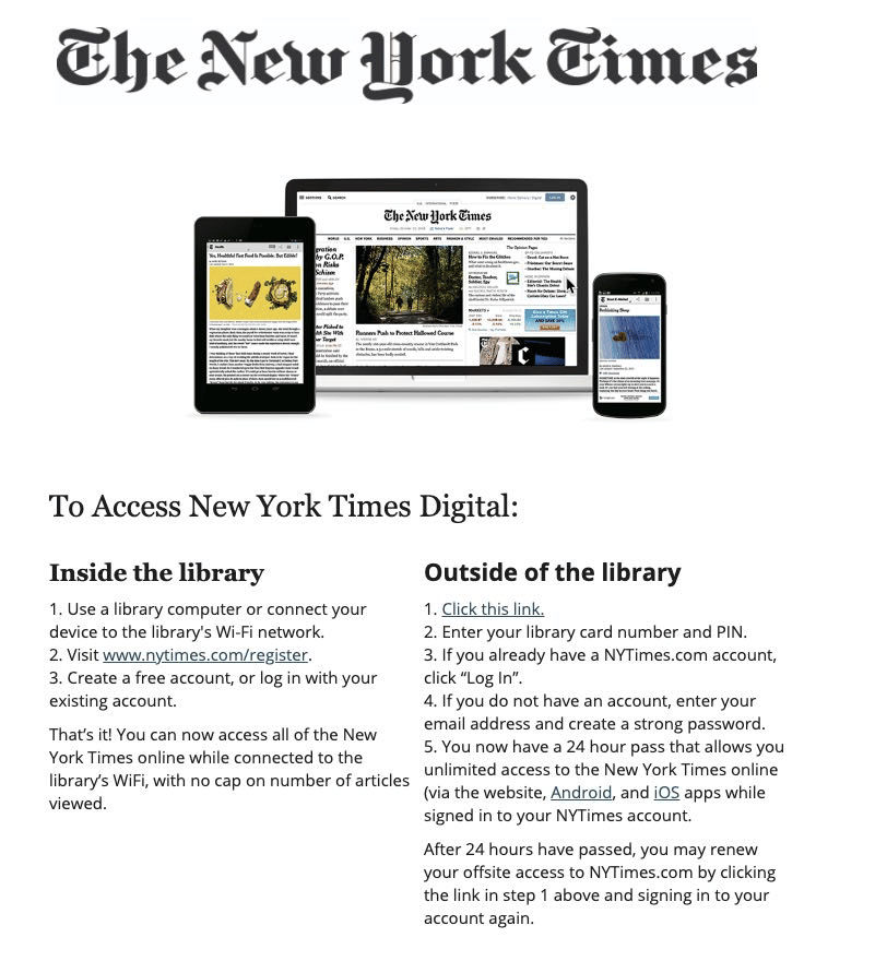 Get Free Unlimited access to The New York Times Digital Edition