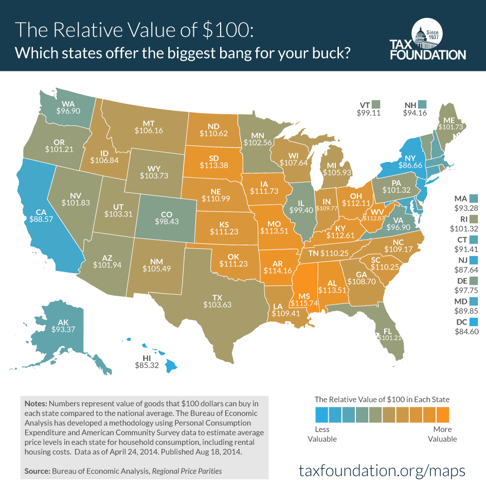 How Far Does $100 Go In Your State? Heres A Map That Shows You ...