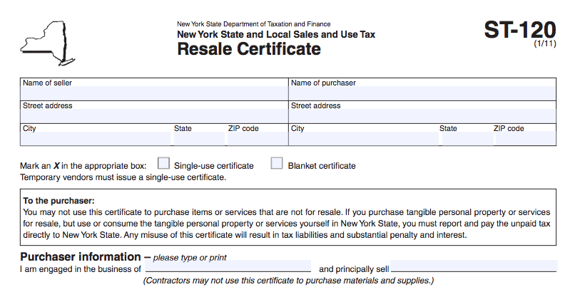 How to Use a New York Resale Certificate