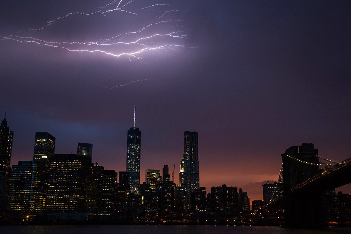 Lightning Hits One World Trade Center as Summer Storm Rolls in Over New ...