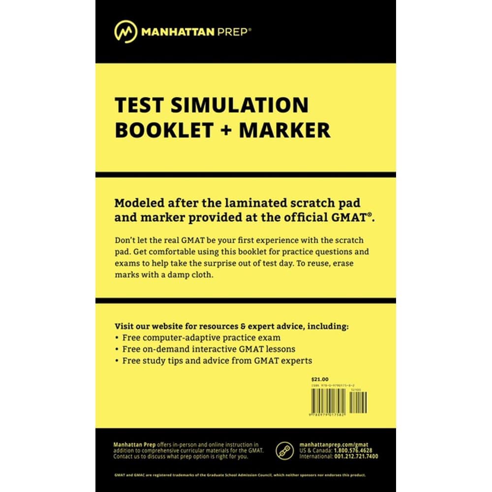Manhattan GMAT Test Simulation Booklet W/ Marker