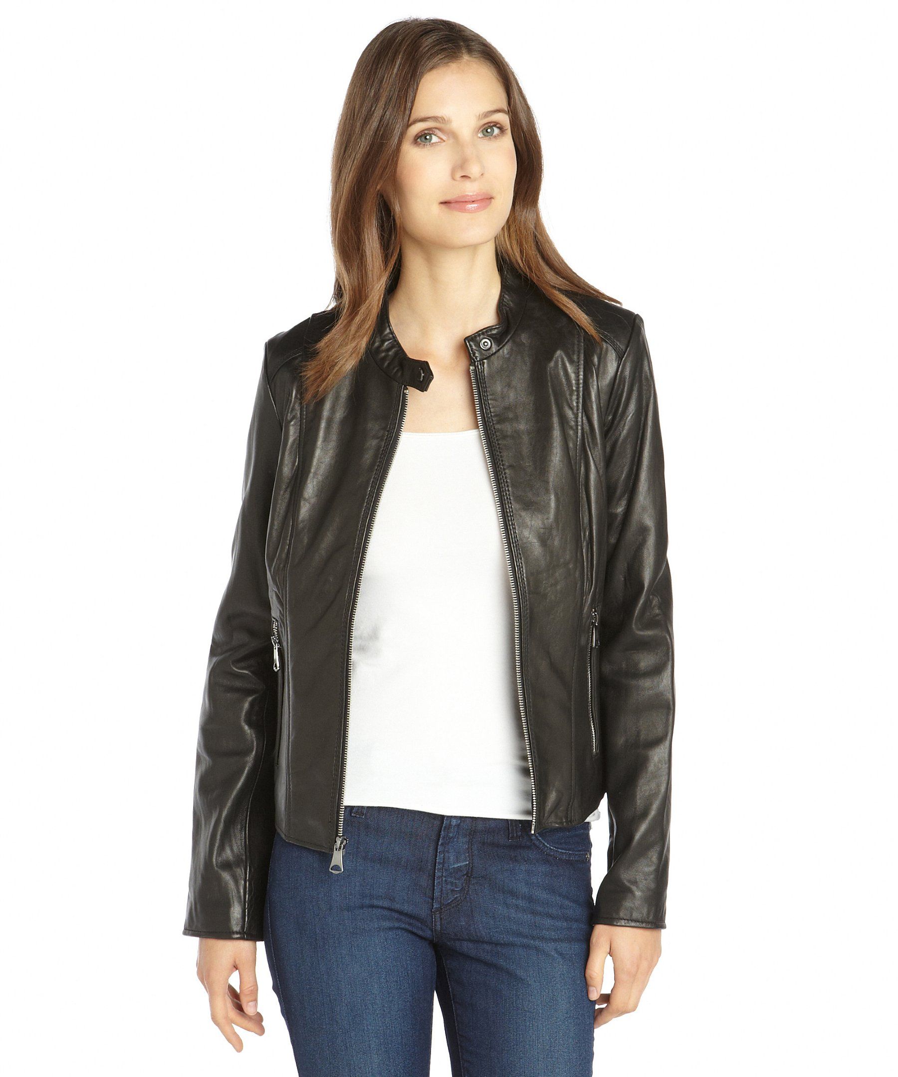 Marc New York black leather zip front 