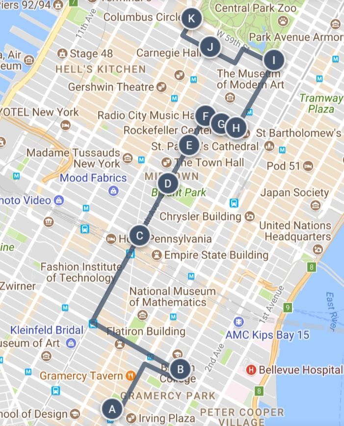 New York City Holiday Extravaganza Sightseeing Walking Tour Map and ...