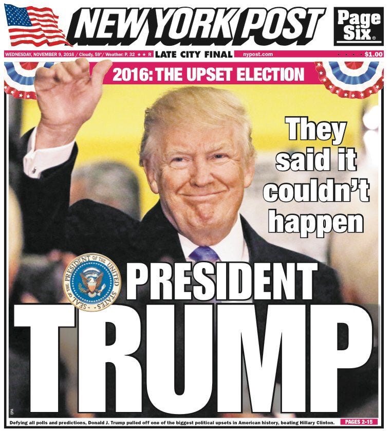 Newspaper covers show shock of Trump
