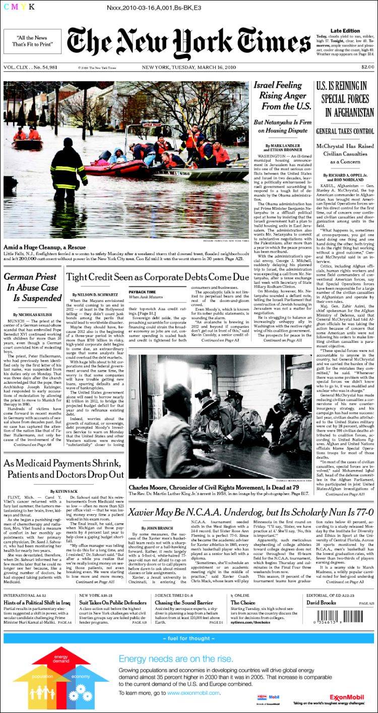Newspaper New York Times (USA). Newspapers in USA. Tuesday ...