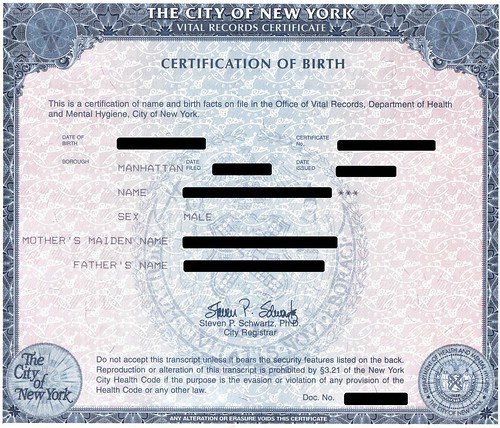 NYC Birth Certificate