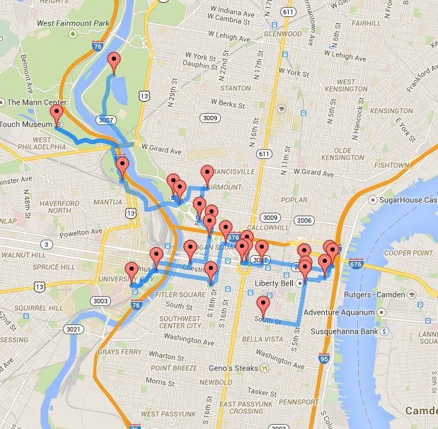 Optimized walking tours of New York City and Philadelphia
