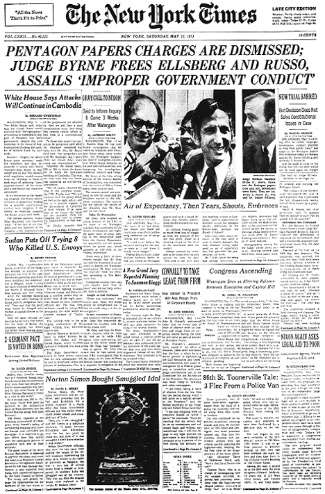 Pentagon Papers Charges Are Dismissed  Judge Byrne Frees Ellsberg and ...