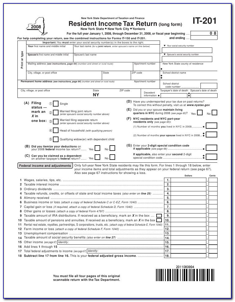 Printable Ny State Tax Form It 201
