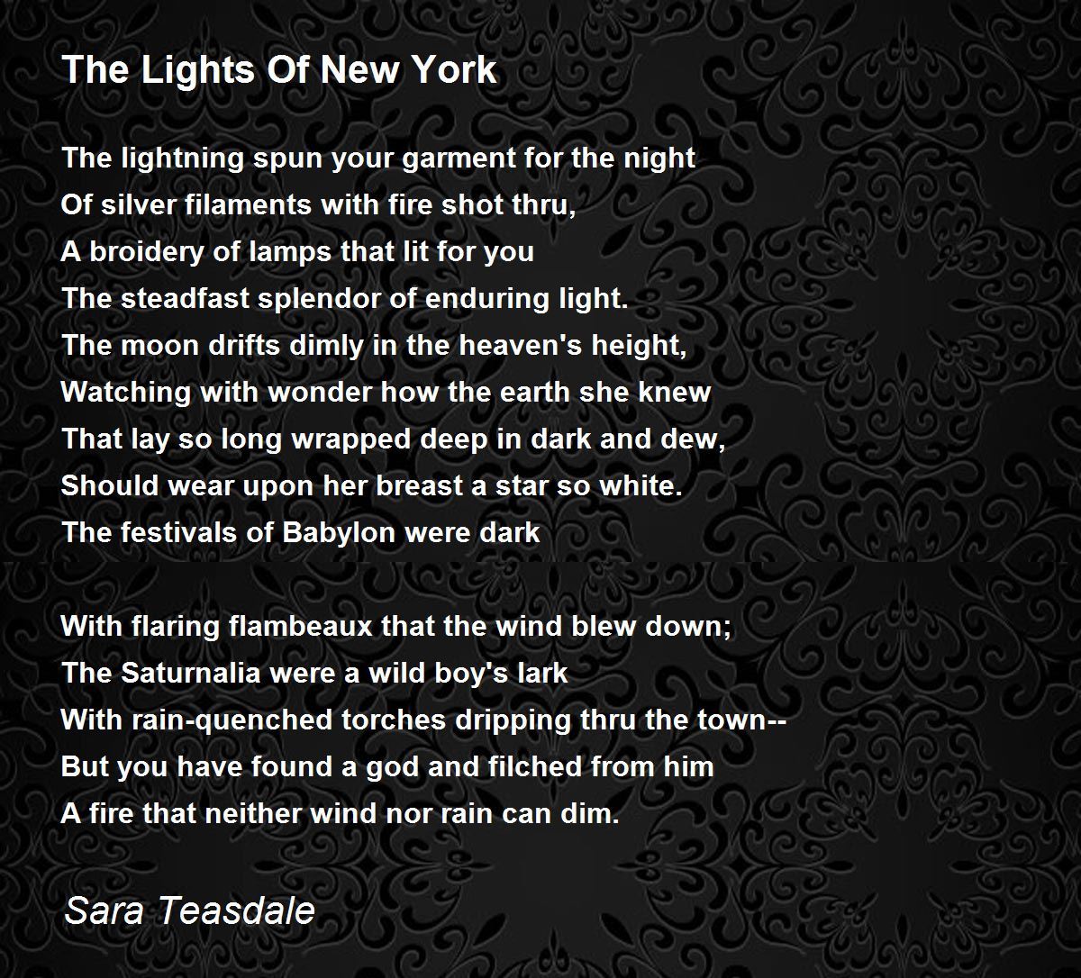 The Lights Of New York Poem by Sara Teasdale