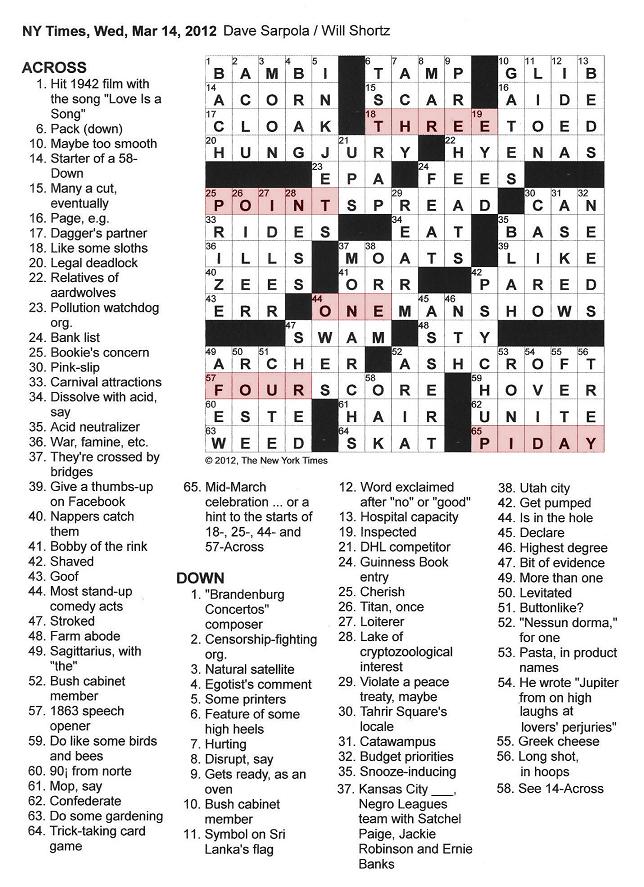 The New York Times Crossword in Gothic: 03.14.12   Day