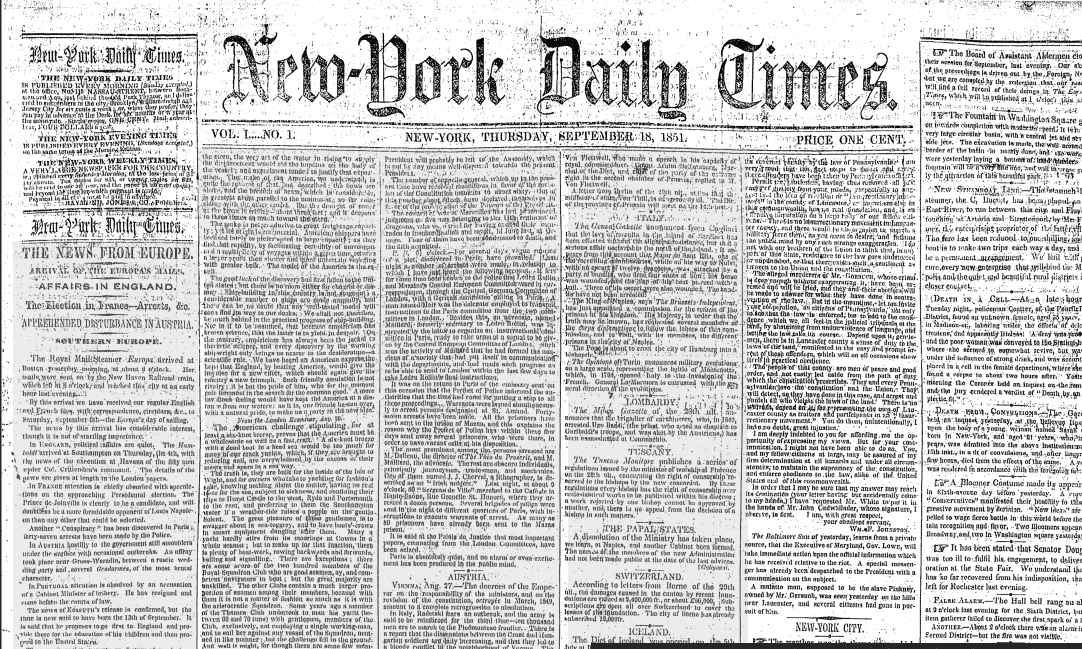 The New York Times Turns 164 Years Old Today