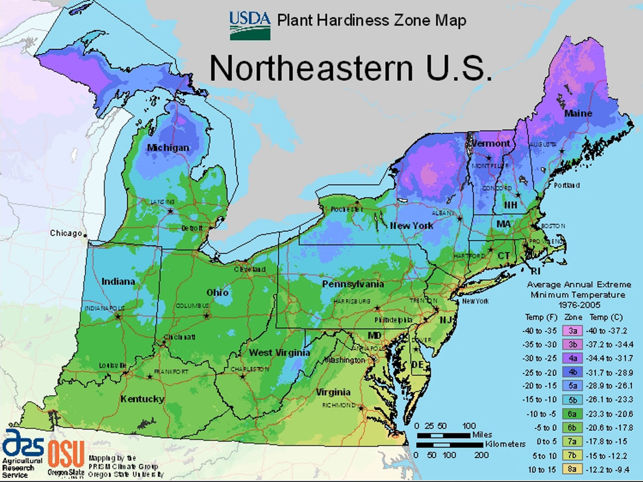 USDA Plant Hardiness Zone Maps by Region