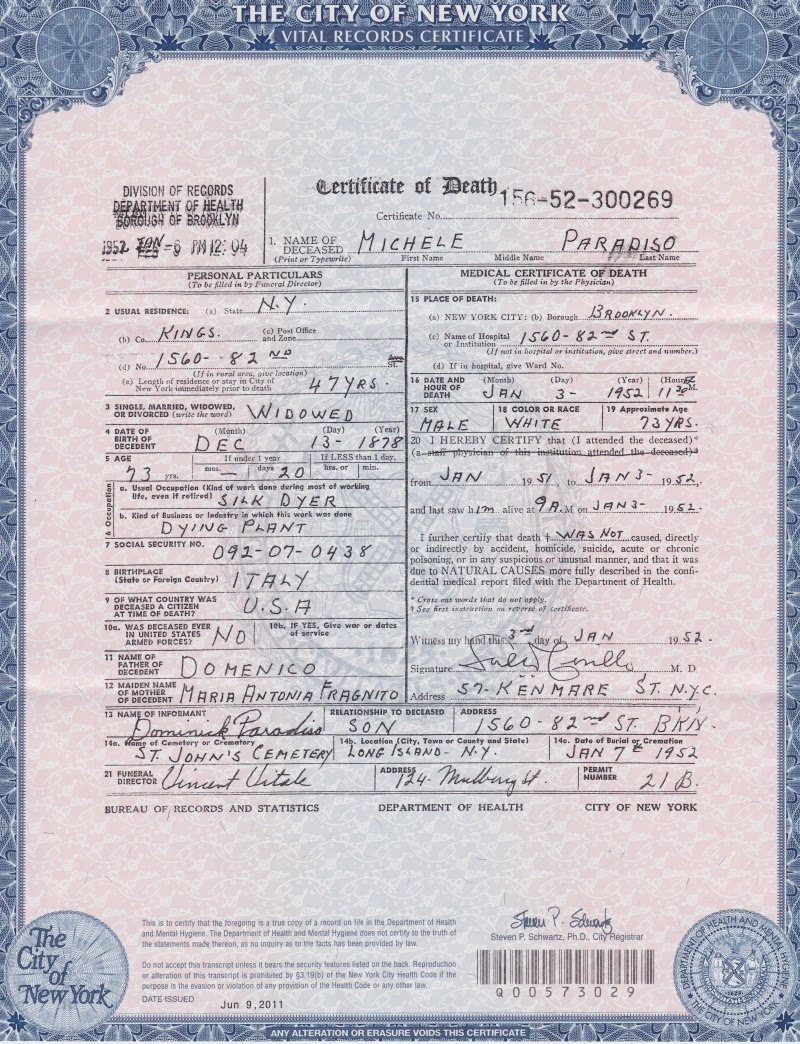 Vital Records New York City Birth Certificate
